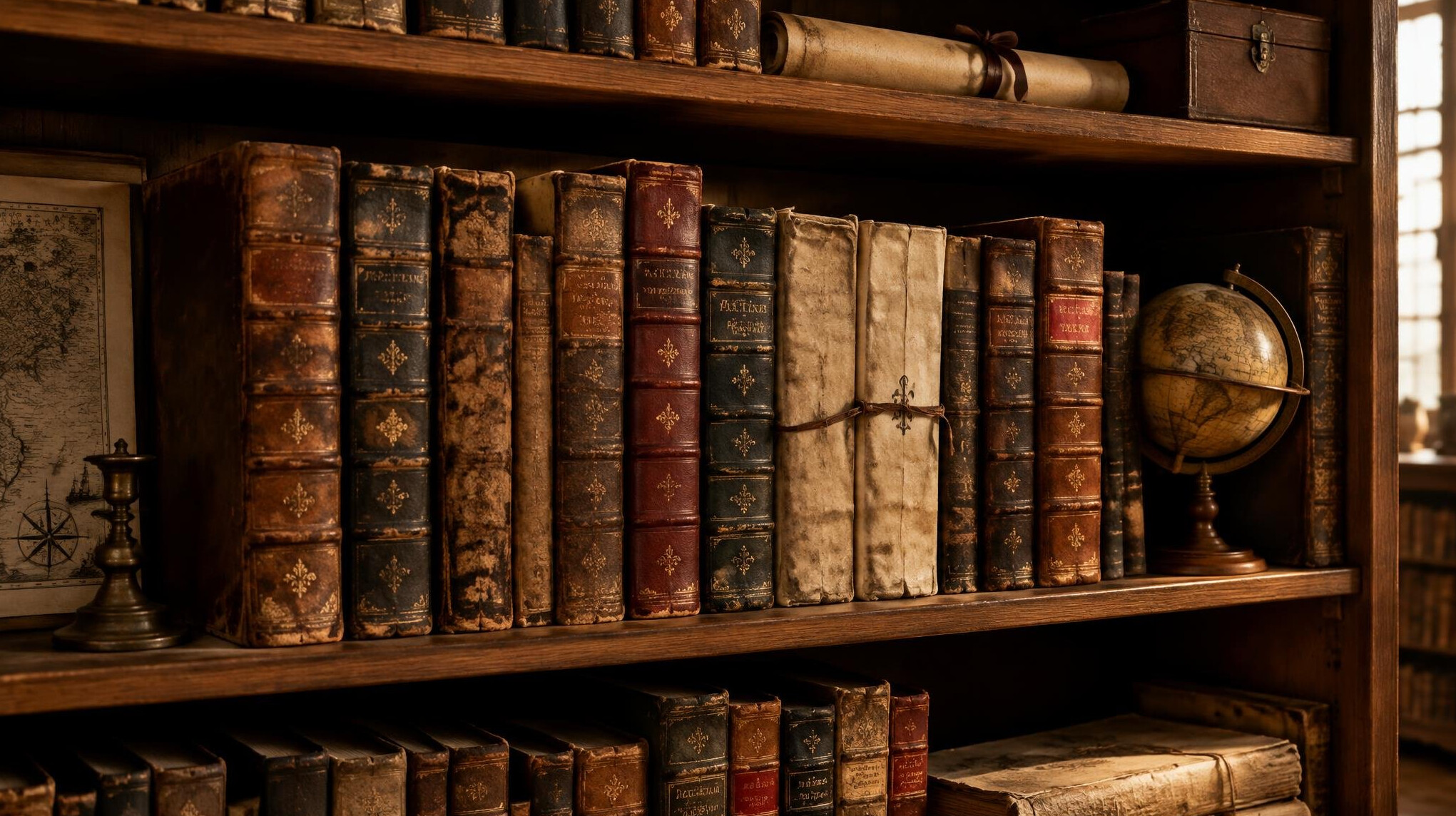 Vintage books on a shelf